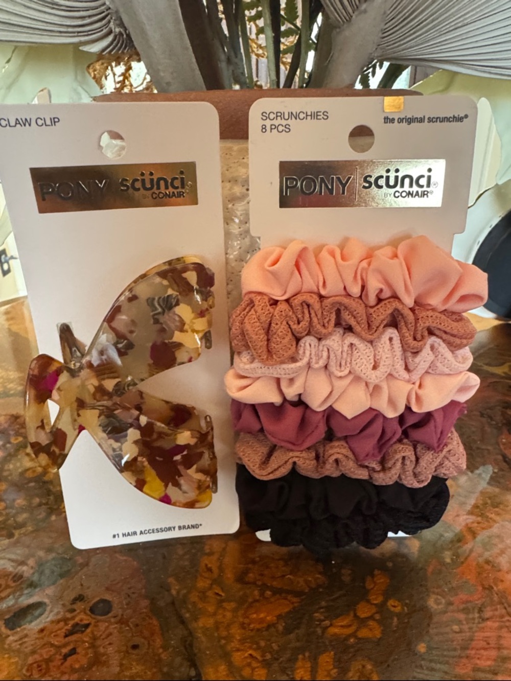 PONY scünci Scrunchie Hair Ties (8 pcs) & Claw Clip